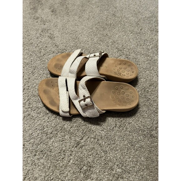 Vionic Skylar Sandals Snake Skin Patent Leather Strappy White Womens Size 10‎ - Picture 1 of 6
